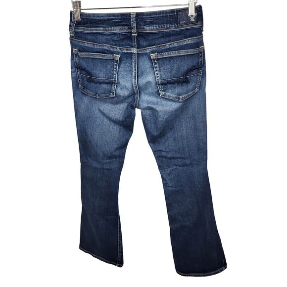 American Eagle Kick Boot Super Stretch Bootcut Jeans Dark Medium Wash Mid Rise 8 - Picture 2 of 10